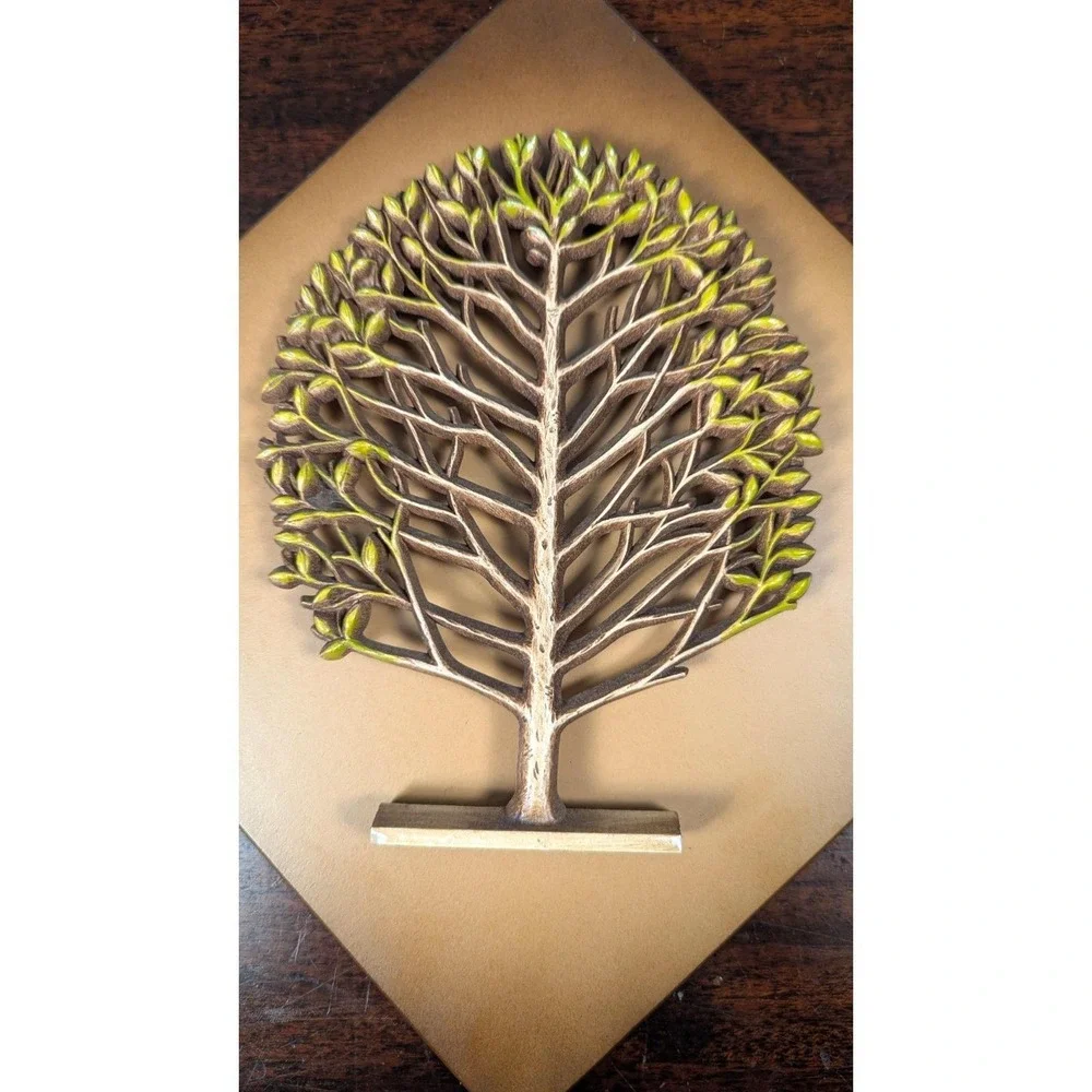 Syracuse Ornamental Co Syroco Wood Tree Wall Art Plaques Mid Century Set of 2